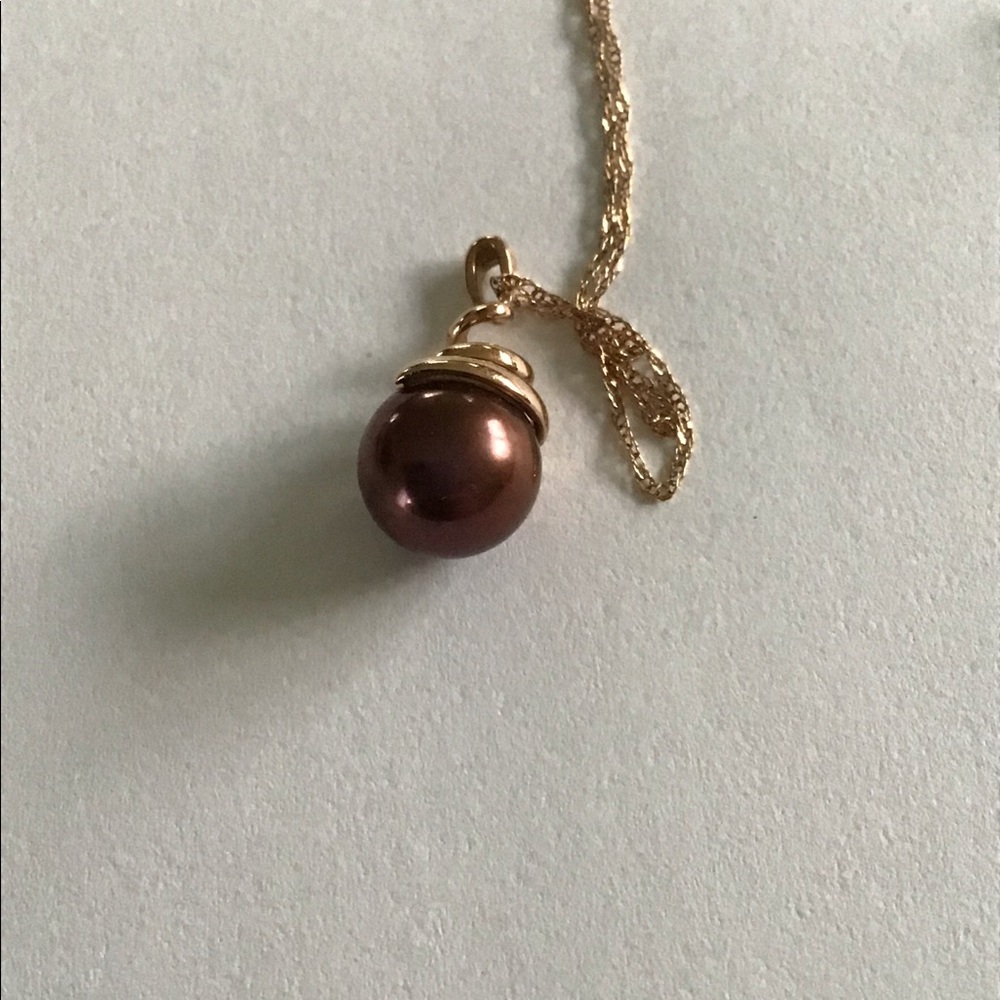 14K Rose Gold Rosey Chocolate Pearl Necklace Wow - Picture 4 of 9